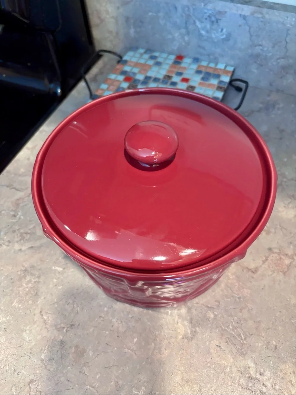 Longaberger Paprika Drum Crock W/ Lid